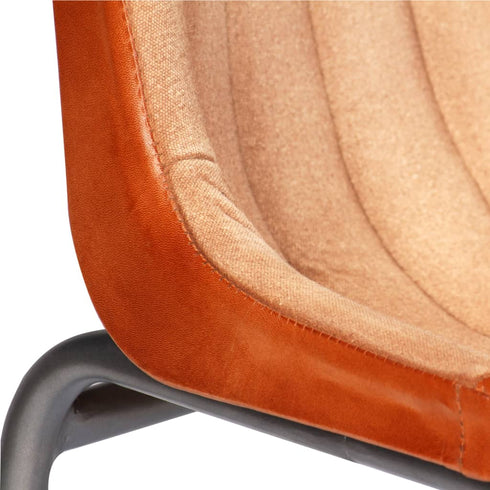 Swen Studio -  Dining Chairs 6 pcs Brown and Beige Real Leather and Canvas